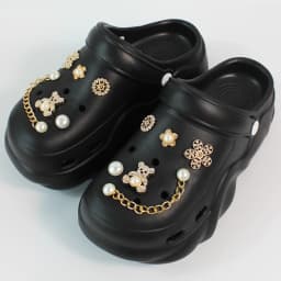 Women DIY Silver Butterfly-Knot Fashion Bow Decor Clogs Summer Sping Autumn Beach Sandals Cave Hole Garden Shoes Students Girls