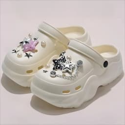 Women DIY Silver Butterfly-Knot Fashion Bow Decor Clogs Summer Sping Autumn Beach Sandals Cave Hole Garden Shoes Students Girls