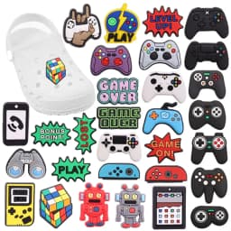 1-30PCS PVC Shoe Charms Gamepad Robot Mobile Phone Game Console Buckle Accessories Decorations Button Ornament Kid Boys Gift