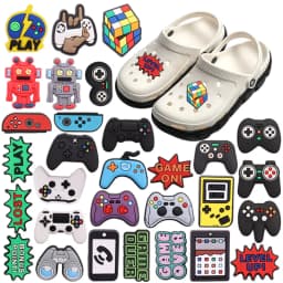1-30PCS PVC Shoe Charms Gamepad Robot Mobile Phone Game Console Buckle Accessories Decorations Button Ornament Kid Boys Gift