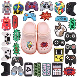 1-30PCS PVC Shoe Charms Gamepad Robot Mobile Phone Game Console Buckle Accessories Decorations Button Ornament Kid Boys Gift