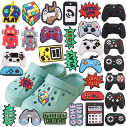 1-30PCS PVC Shoe Charms Gamepad Robot Mobile Phone Game Console Buckle Accessories Decorations Button Ornament Kid Boys Gift