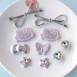 10PCS Silvery Hello Kitty Set Girls Women Shoe Charms DIY Hole Shoes Detachable Buckle Garden Shoes Accessories Festival Gift