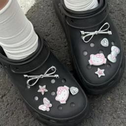 10PCS Silvery Hello Kitty Set Girls Women Shoe Charms DIY Hole Shoes Detachable Buckle Garden Shoes Accessories Festival Gift