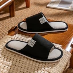 Men's Breathable Open-Toe House Slippers - Comfortable Linen Indoor Slides, Anti-Slip & Odor-Resistant Bedroom Winter Slippers