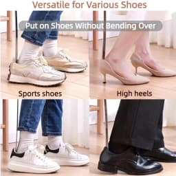 Simple Stainless Steel Shoe Horn: Slip on Shoes While Standing. No Bending. Easy-Grip with Hanging Hole. Fits All Footwear.