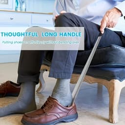 Simple Stainless Steel Shoe Horn: Slip on Shoes While Standing. No Bending. Easy-Grip with Hanging Hole. Fits All Footwear.