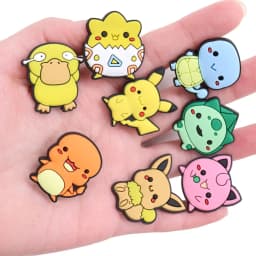 8-19pcs/set Pokemon Pikachu PVC Shoe Buckle Fit Wristbands DIY Charms Decorations Hole Kids Shoes Ornaments Party Gift