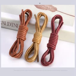 New Waterproof Leather Laces - Round Waxed Shoelaces - Men's Waxing Business Boots Shoe Ropes Length 60/80/100/120/140/180 CM