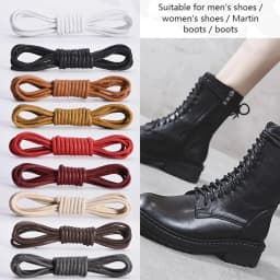 New Waterproof Leather Laces - Round Waxed Shoelaces - Men's Waxing Business Boots Shoe Ropes Length 60/80/100/120/140/180 CM