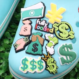 High Quality 1-21pcs Money Dollar Sign Shoes Charms DIY Garden Shoes Clog Aceessories Fit Man Woman Decorate
