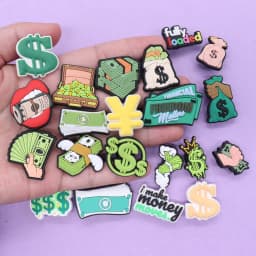 High Quality 1-21pcs Money Dollar Sign Shoes Charms DIY Garden Shoes Clog Aceessories Fit Man Woman Decorate