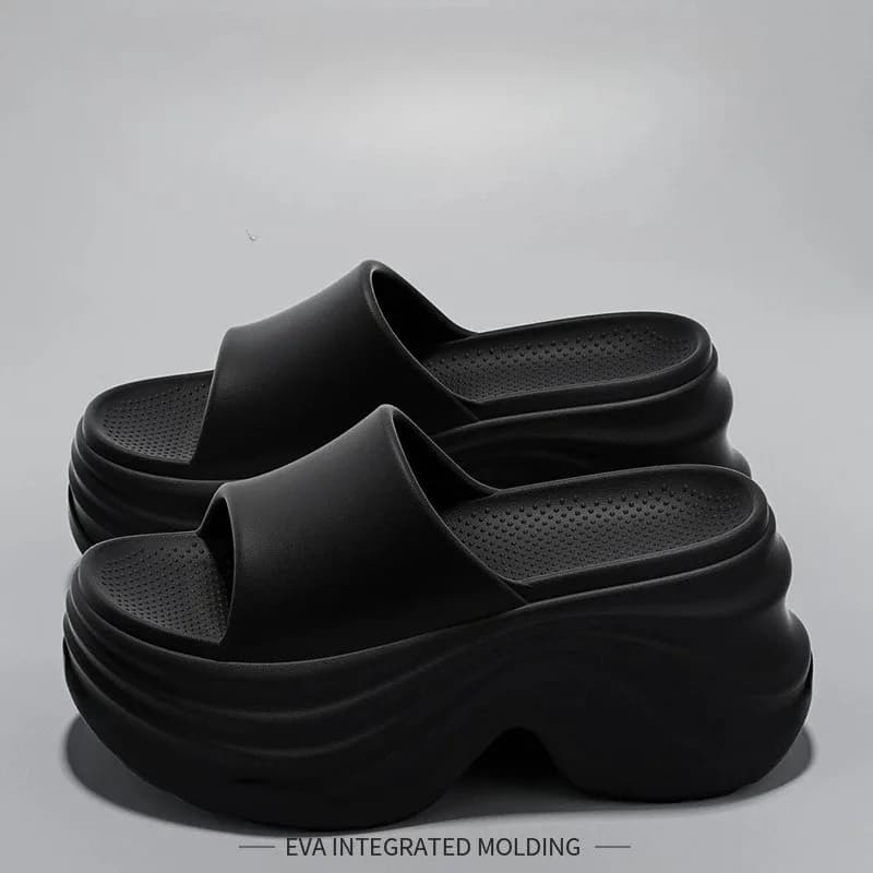 YNPO Solid Color EVA Platform Slippers Women Thick Sole Non Slip Beach Slides Sandals Lady Summer Soft Sole Wedge Heel Slipper