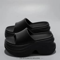 YNPO Solid Color EVA Platform Slippers Women Thick Sole Non Slip Beach Slides Sandals Lady Summer Soft Sole Wedge Heel Slipper