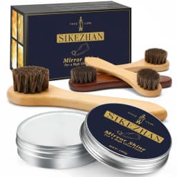 Mirror Shine Shoe Polish Wax Neutral Leather Care Paste Wooden Handle Horsehair Dauber Brush for Boots Cleaning