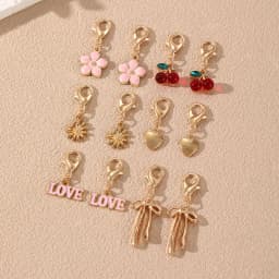12pcs/set Enamel Flower & Cherry Shoe Clips – Cute Fruit Pendants for Crocs & Sneakers.