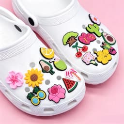 1/30pcs Tropical Flower Fruit Shoe Accessories PVC Shoe Decorations for Clogs Avocado Cactus Hibiscus Summer Shoe Charms