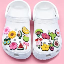 1/30pcs Tropical Flower Fruit Shoe Accessories PVC Shoe Decorations for Clogs Avocado Cactus Hibiscus Summer Shoe Charms