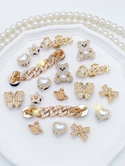 18 Pcs Fashionable & Versatile Gold Bear Chain Shoe Charms, Detachable DIY Garden Clog Accessories & Outdoor Floral Decorations