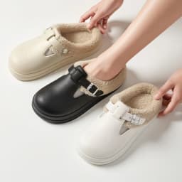 Winter Warm Fur Clogs Slippers for Women EVA Waterproof Non Slip House Slippers Woman Indoor Outdoor Thick Plush Cotton Shoes