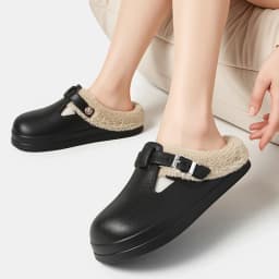 Winter Warm Fur Clogs Slippers for Women EVA Waterproof Non Slip House Slippers Woman Indoor Outdoor Thick Plush Cotton Shoes