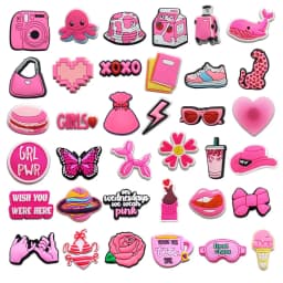 PVC Shoe Charms Garden Shoe Decoration Pink Girl Bear Dog Bag Buckle for Bag Pins Clog Accessories Wristband Women Girl Gifts