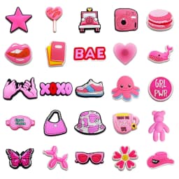PVC Shoe Charms Garden Shoe Decoration Pink Girl Bear Dog Bag Buckle for Bag Pins Clog Accessories Wristband Women Girl Gifts