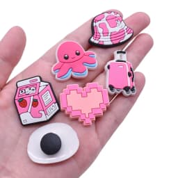 PVC Shoe Charms Garden Shoe Decoration Pink Girl Bear Dog Bag Buckle for Bag Pins Clog Accessories Wristband Women Girl Gifts