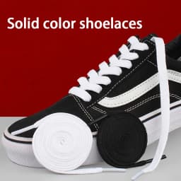 2Pcs/6Pcs/10Pcs 8mm Wide Flat Shoelaces for Sneakers - Quality Solid Color Shoe Laces - Classic White & Black