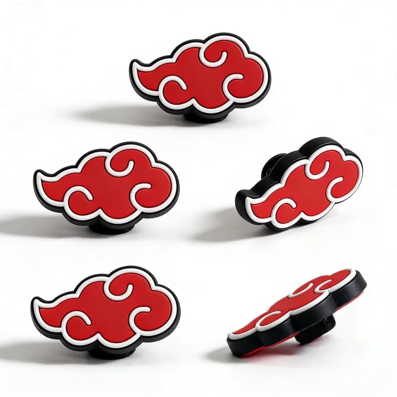 Cool Anime Red Cloud Shoe Charms Ninja PVC Clog Sandal Decorations Fashion DIY Shoe Accessories for Party Gifts Favors
