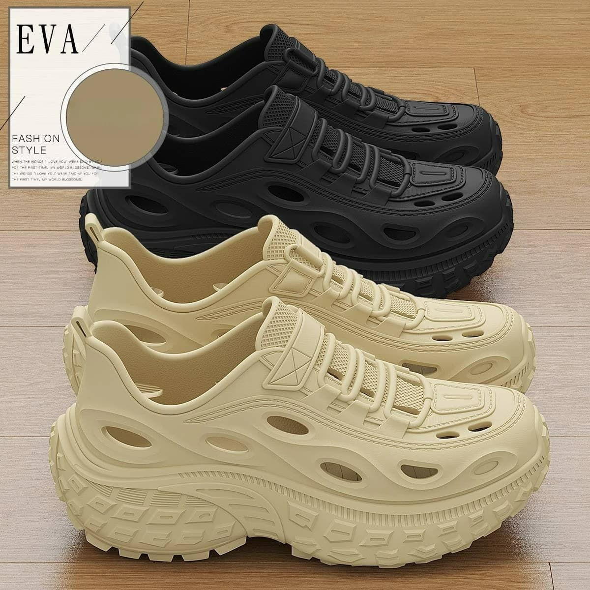 Women's Summer Shoes with Thick Soles Men's Perforated Shoes Quiet Odor Proof Water Wading Quick Drying Sports Non Slip Sandals