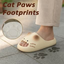 Adorable Waterproof Cat Slippers Bottom Cat Paw Closed Toe Cat Paw Slippers Anti Slip Soft Bottom Ladies Slippers Home