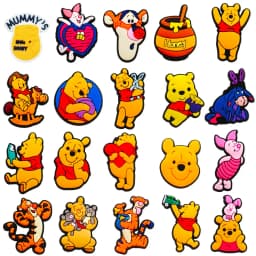 15-66Pcs Winnie Pooh Shoe Charms Set Cartoon Shoes Decoration Accessories DIY Classic Clog Sandal Buckle Friends Gifts