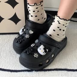 Hello Kitty Shoe Charms Set Black White Katie KT Cat Girls Women Sandals Accessories DIY Hole Shoes Slippers & Clogs Decoration