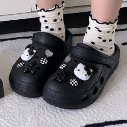 Hello Kitty Shoe Charms Set Black White Katie KT Cat Girls Women Sandals Accessories DIY Hole Shoes Slippers & Clogs Decoration