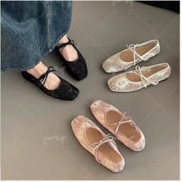 Fashionable Best Selling New Comfortable Large Size Women's Shoes Spring/ Summer Elegant Square Toe Sexy Mesh Ballet Flat Shoes