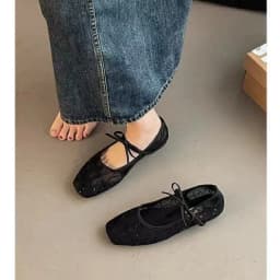 Fashionable Best Selling New Comfortable Large Size Women's Shoes Spring/ Summer Elegant Square Toe Sexy Mesh Ballet Flat Shoes