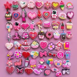 10/20/50 Sets of Randomly Mixed Pink Shoe Decorations, Pink Shoe Decoration Sets - Creative Street Style Shoe Decorations