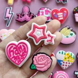 10/20/50 Sets of Randomly Mixed Pink Shoe Decorations, Pink Shoe Decoration Sets - Creative Street Style Shoe Decorations