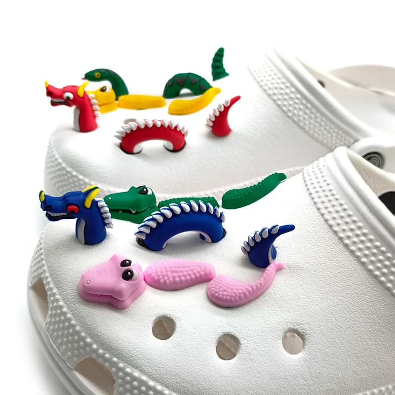 3D Cute Cartoon Shoe Decoration Buckle Charms Accessories Head Top Dragon Snake Crocodile DIY Combination Kids out door Gifts