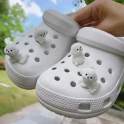 4PCS Shoe Charms Set Accessories Hole Shoe Buckle Cute White Luminous Puppy ABS Shoes Decorations for Sandals Beach Bag DIY Gift