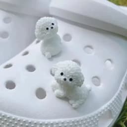 4PCS Shoe Charms Set Accessories Hole Shoe Buckle Cute White Luminous Puppy ABS Shoes Decorations for Sandals Beach Bag DIY Gift