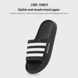 Men Striped EVA Slides Summer Non Slip Slippers Soft Cushion Open Toe Sandals Indoor Home Outdoor Beach Casual Shoes
