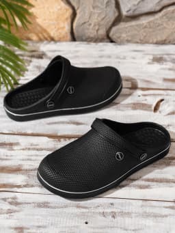 Men's All-Season Casual Simple Everyday Solid Color Eva One-Piece Flat Slip-On Closed-Toe Half-Mule Anti-Kick Anti-Splash Fishing Shoes Beach Shoes