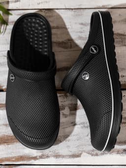 Men's All-Season Casual Simple Everyday Solid Color Eva One-Piece Flat Slip-On Closed-Toe Half-Mule Anti-Kick Anti-Splash Fishing Shoes Beach Shoes