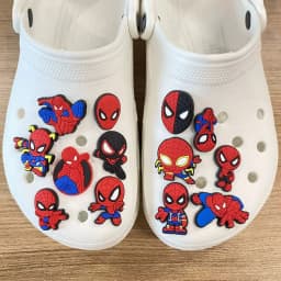 13-45Pcs Cartoon superhero Shoe Charms for Crocs, Clogs Bubble Slides Shoe Accessories DIY Shoe Decoration Buckle Party Gifts