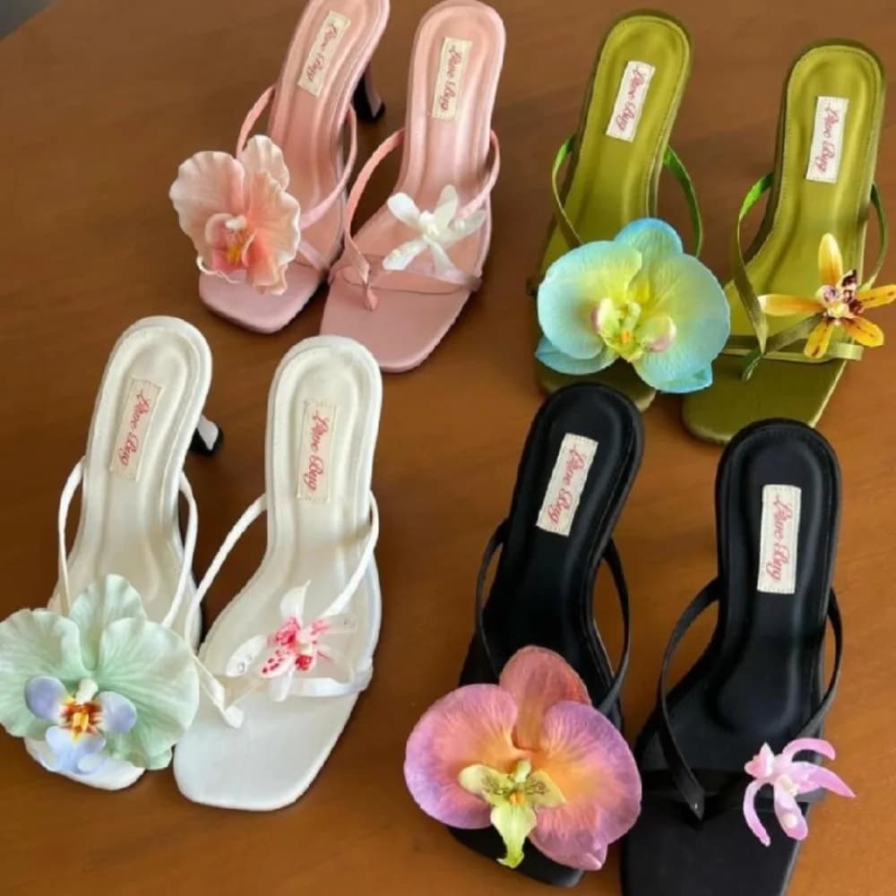 1 Pair Simulation Coloful Thai Fairy Butterfly Flower Shoe Buckles Butterfly Orchid Phalaenopsis Shoe Flower Sandals