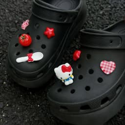 Sweet & Cool Hello Kitty Set DIY Shoe Charms Tomato Red Garden Accessories Buckle Fit Clogs Sandals Decorate Party Gifts