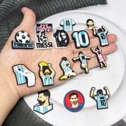 16pcs Football Superstar Shoe Buckle Accessories PVC Sandal Shoes Charms Clogs Pins Decor Kids Man Party Gift