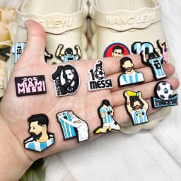 16pcs Football Superstar Shoe Buckle Accessories PVC Sandal Shoes Charms Clogs Pins Decor Kids Man Party Gift